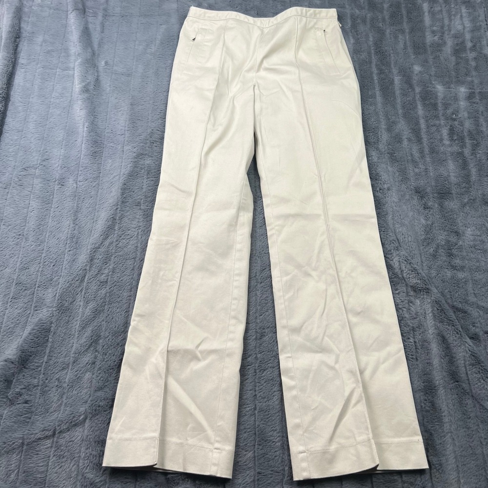 Ann Taylor LOFT Women 4 Beige Stretch Cotton Wide Leg Trousers Dress Pants 13074